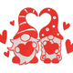 Valentine Gnome Couple with Hearts Embroidery Design, Instant Download