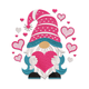 Valentine Gnome Holding Heart Embroidery Design, Instant Download