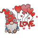 Valentine Gnome Love Balloons Embroidery Design, Instant Download