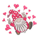 Valentine Gnome Peace Sign Embroidery Design, Instant Download