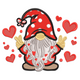 Valentine Gnome with Floating Hearts Embroidery Design, Machine Embroidery Pattern, Instant Download