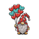 Valentine Gnome Heart Balloons Embroidery Design, Instant Download