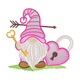 Valentine Gnome with Heart Lock Embroidery Design, Instant Download