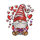 Valentine Gnome with Hearts Embroidery Design, Instant Download