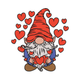 Valentine Gnome with Hearts Embroidery Design V2, Instant Download