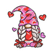 Valentine Heart Gnome Girl Embroidery Design, Instant Download