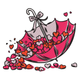 Valentine Hearts Umbrella Embroidery Design, Instant Download
