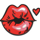 Valentine Lips Kiss Heart Embroidery Design, Instant Download