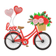 Valentine Love Bicycle with Roses Embroidery Design, Instant Download