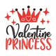 Valentine Princess Crown Embroidery Design, Girls Machine Embroidery Pattern, Instant Download