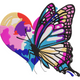 Vibrant Butterfly Heart Embroidery Design, Instant Download
