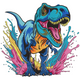 Vibrant T-rex Embroidery Design, Colorful Dinosaur Machine Embroidery Pattern, Instant Download