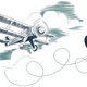 Vintage Airplane with Cloud Trail Embroidery Design, Instant Download