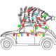 Vintage Christmas Car with Tree Embroidery Design, Instant Download
