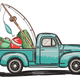 Vintage Fishing Truck Embroidery Design, Instant Download