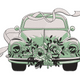 Vintage Floral Car Embroidery Design, Instant Download