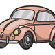 Vintage Pink Beetle Car Embroidery Design, Retro VW Machine Embroidery Pattern, Instant Download