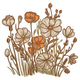 Vintage Wildflower Meadow Embroidery Design, Instant Download