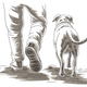 Walking with Dog Embroidery Design, Pet Silhouette Machine Embroidery Pattern, Instant Download