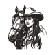 Western Cowgirl with Horse Embroidery Design, Instant Download