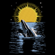 Whale Breaching at Sunset Embroidery Design, Instant Download
