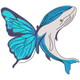 Whale Butterfly Embroidery Design, Ocean Fantasy Pattern, Instant Download