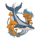 Whale and Mushroom Embroidery Design, Whimsical Ocean Pattern, Instant Download