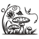 Whimsical Mushroom Garden Embroidery Design, Instant Download
