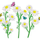 White Daisy Butterfly Embroidery Design, Instant Download