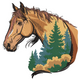 Wild Horse with Forest Double Exposure Embroidery Design, Instant Download