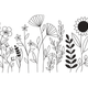 Wildflower Field Line Art Embroidery Design, Instant Download