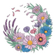 Wildflower Floral Wreath Embroidery Design, Instant Download