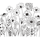 Wildflower Garden Outline Embroidery Design, Instant Download
