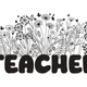 Wildflower Line Art with Bold Teacher Text Embroidery Design, Instant Download