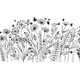 Wildflower Meadow Border Line Art Embroidery Design, Instant Download