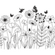 Wildflower Meadow Line Art Embroidery Design, Instant Download