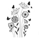 Wildflower & Butterfly Silhouette Embroidery Design, Instant Download