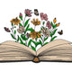 Wildflowers Growing from Book Embroidery Design, Instant Download