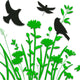Wildflowers with Birds Embroidery Design, Instant Download