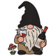 Wine Gnome Embroidery Design, Instant Download