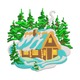 Winter Cabin Embroidery Design, Cozy Lodge Machine Embroidery Pattern, Instant Download