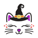 Witch Cat Face Halloween Embroidery Design, Instant Download