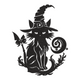 Witch Cat Silhouette Halloween Embroidery Design, Instant Download
