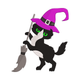 Witch Cat With Broom Embroidery Design, Halloween Machine Embroidery Pattern, Instant Download