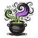 Witch Cauldron Embroidery Design, Halloween Bubbling Potion Smoke Pattern