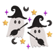 Witch Ghost Duo Embroidery Design, Halloween Pattern, Instant Download
