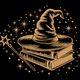 Witch Hat Magic Books Embroidery Design, Halloween Wizard Wand Stars