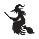 Witch Silhouette on Broom Embroidery Design, Instant Download