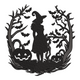 Witch Silhouette Pumpkins Halloween Embroidery Design, Download