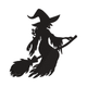 Witch on Broom Silhouette Embroidery Design, Instant Download